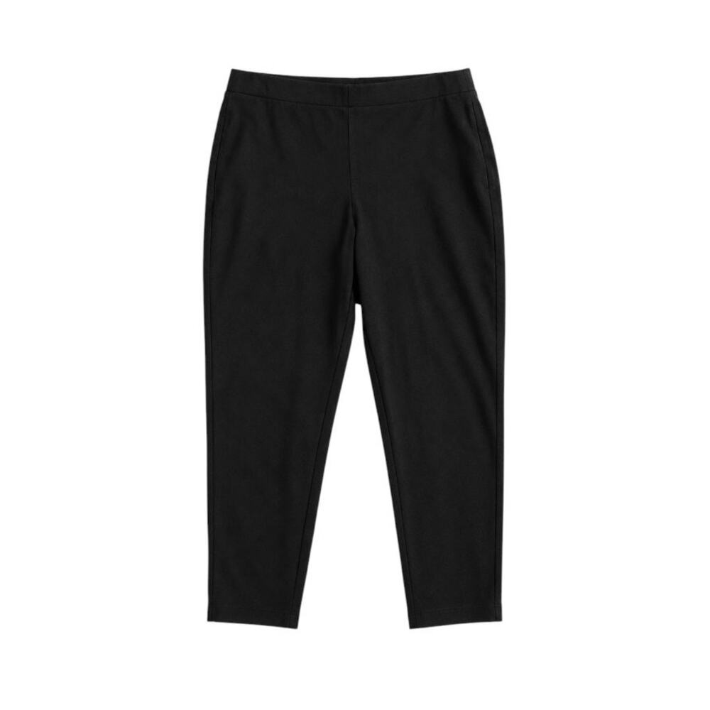 Eileen Fisher Black Organic Cotton Blend Pull On Ankle Pants Size Large